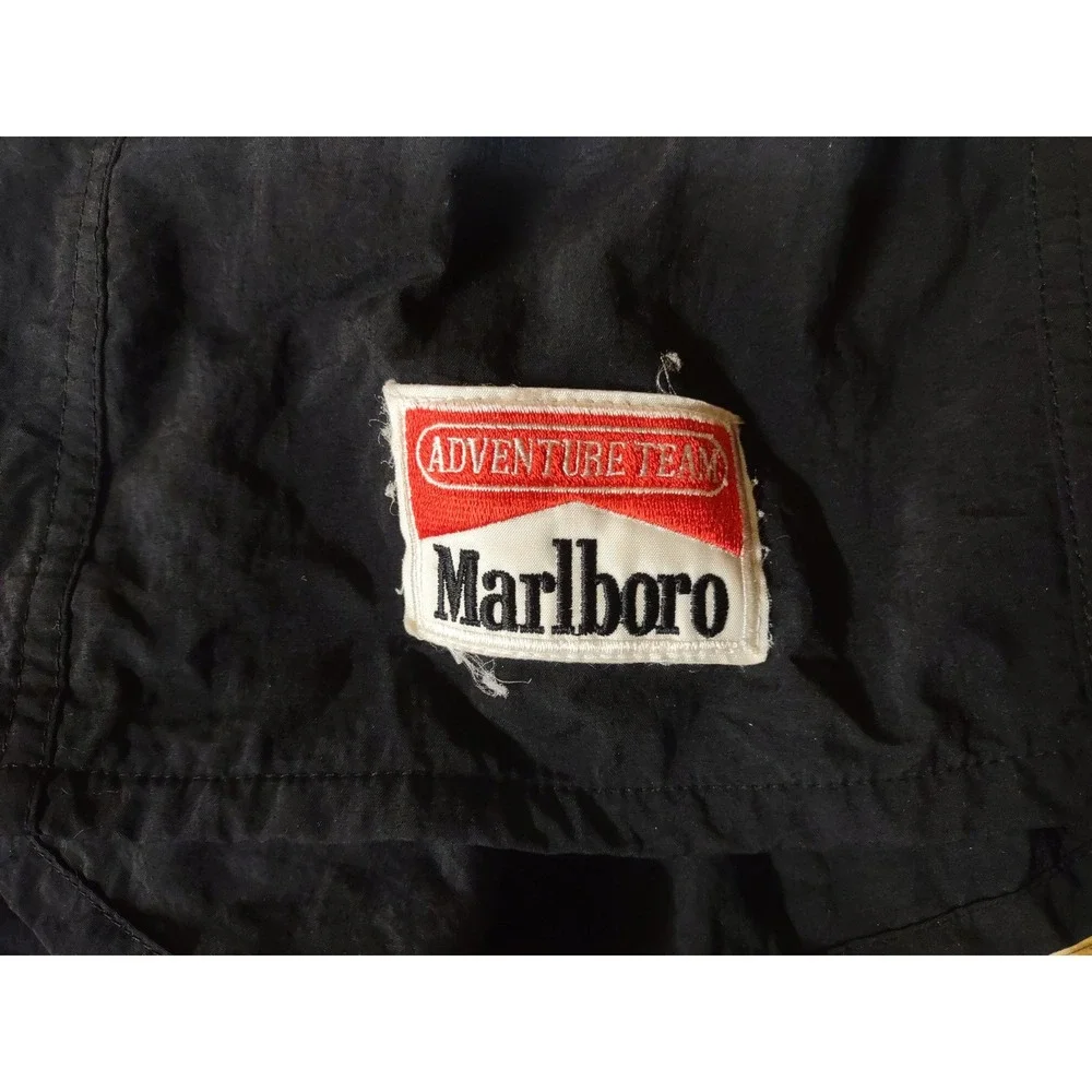 Vintage Marlboro Adventure Team Black Nylon Swim Trunks Shorts Mens Medium 90s